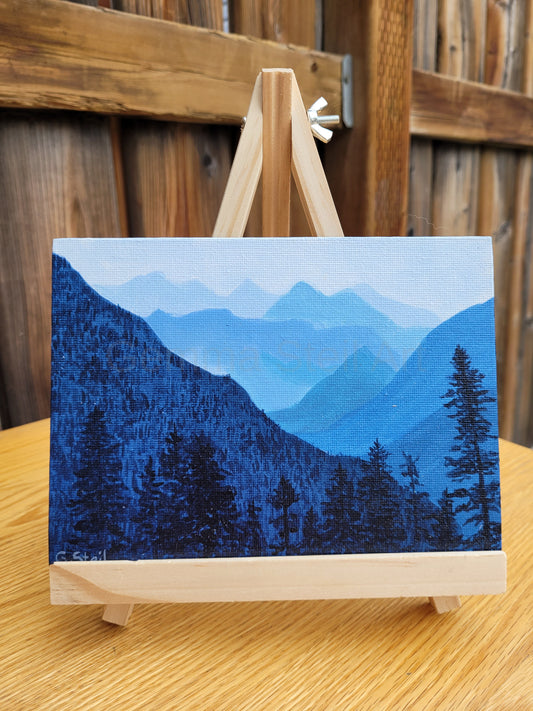 Blue mountain silhouettes